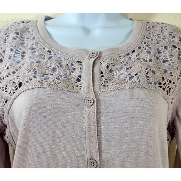 CAbi Lilac Light Purple Crochet Collar Button Up Cardigan Sweater Small Soft - Picture 5 of 7